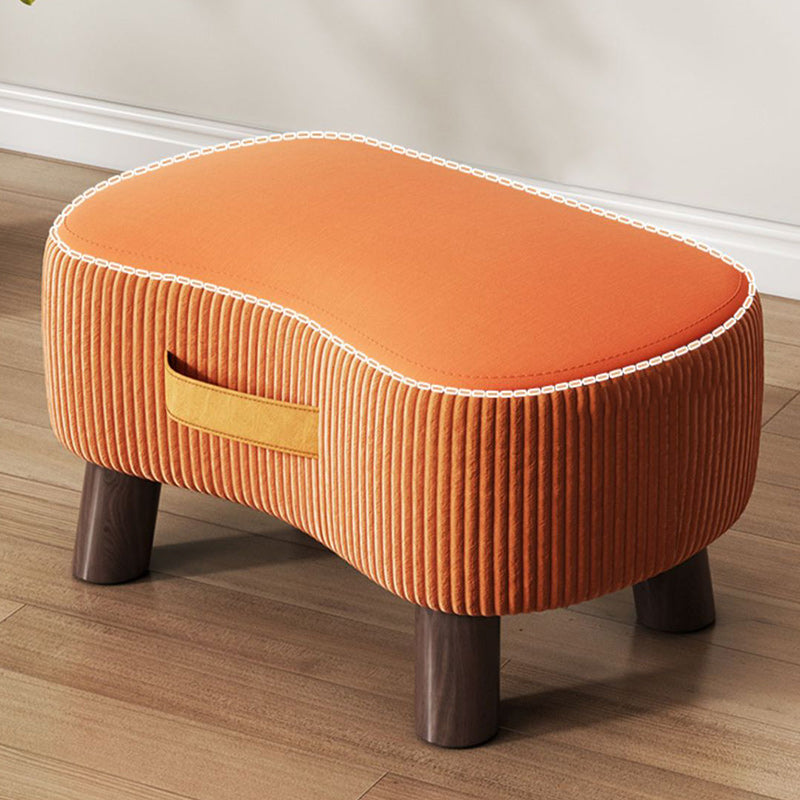 Modern Simplicity Portable Curved Rectangular Technology Cloth Wood Legs Footstool For Entryway