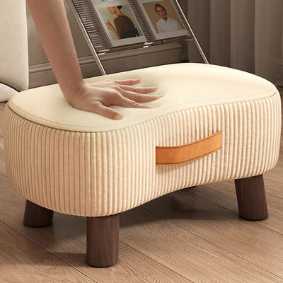 Modern Simplicity Portable Curved Rectangular Technology Cloth Wood Legs Footstool For Entryway