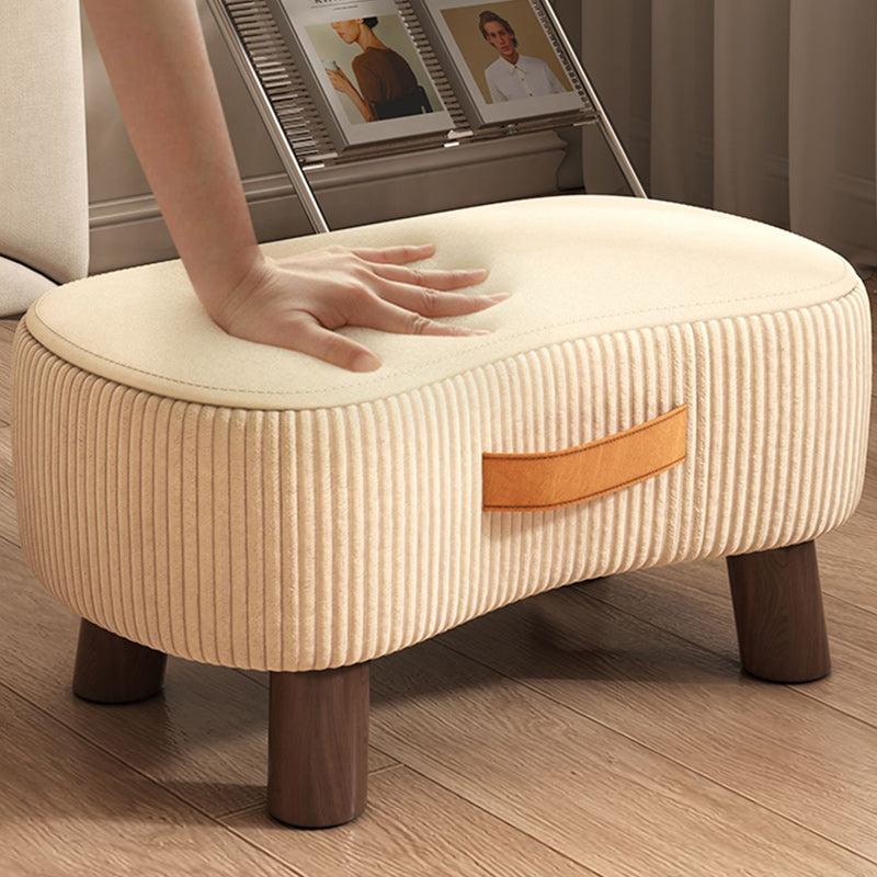 Modern Simplicity Portable Curved Rectangular Technology Cloth Wood Legs Footstool For Entryway