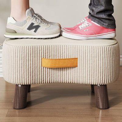 Modern Simplicity Portable Curved Rectangular Technology Cloth Wood Legs Footstool For Entryway