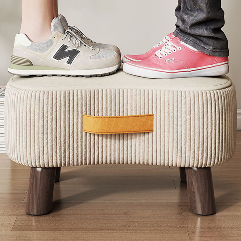 Modern Simplicity Portable Curved Rectangular Technology Cloth Wood Legs Footstool For Entryway
