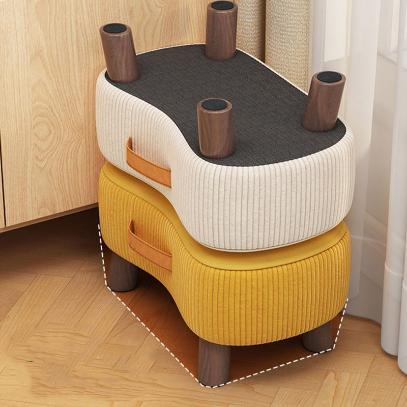 Modern Simplicity Portable Curved Rectangular Technology Cloth Wood Legs Footstool For Entryway