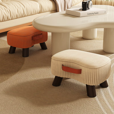 Modern Simplicity Portable Curved Rectangular Technology Cloth Wood Legs Footstool For Entryway