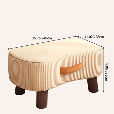Modern Simplicity Portable Curved Rectangular Technology Cloth Wood Legs Footstool For Entryway