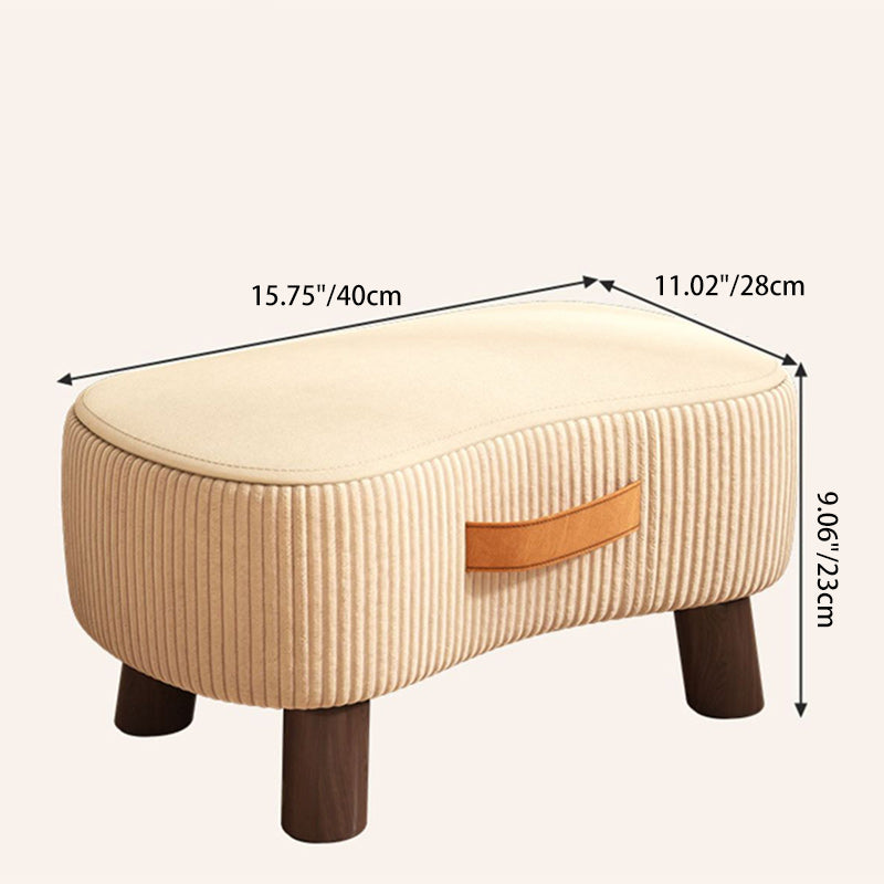 Modern Simplicity Portable Curved Rectangular Technology Cloth Wood Legs Footstool For Entryway