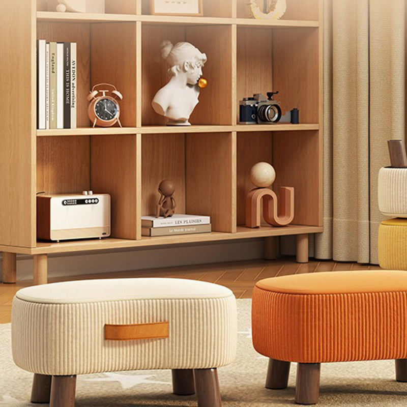 Modern Simplicity Portable Curved Rectangular Technology Cloth Wood Legs Footstool For Entryway