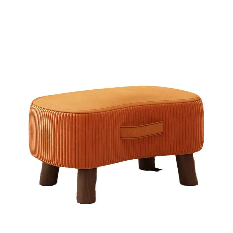 Modern Simplicity Portable Curved Rectangular Technology Cloth Wood Legs Footstool For Entryway
