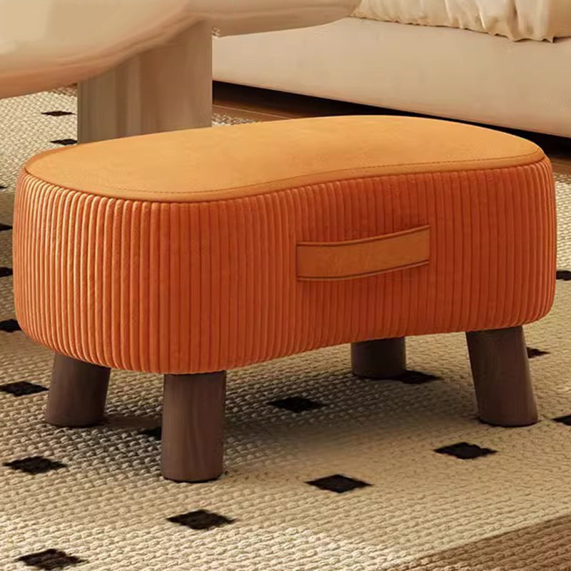 Modern Simplicity Portable Curved Rectangular Technology Cloth Wood Legs Footstool For Entryway