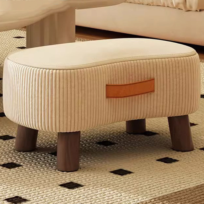 Modern Simplicity Portable Curved Rectangular Technology Cloth Wood Legs Footstool For Entryway