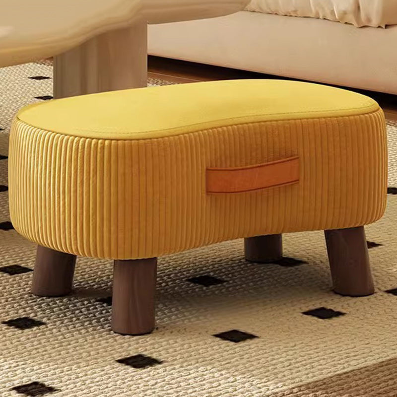 Modern Simplicity Portable Curved Rectangular Technology Cloth Wood Legs Footstool For Entryway