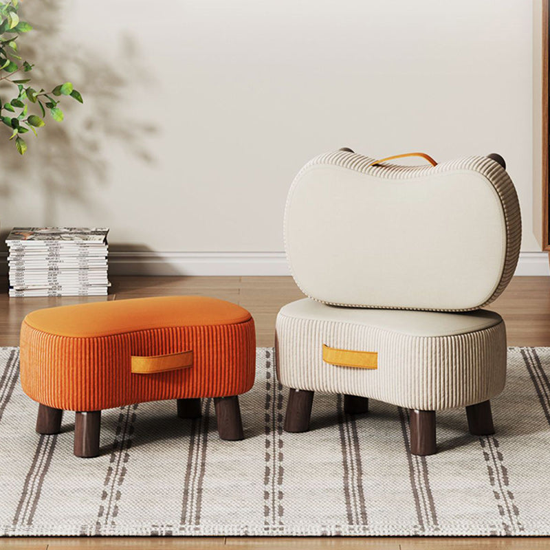Modern Simplicity Portable Curved Rectangular Technology Cloth Wood Legs Footstool For Entryway
