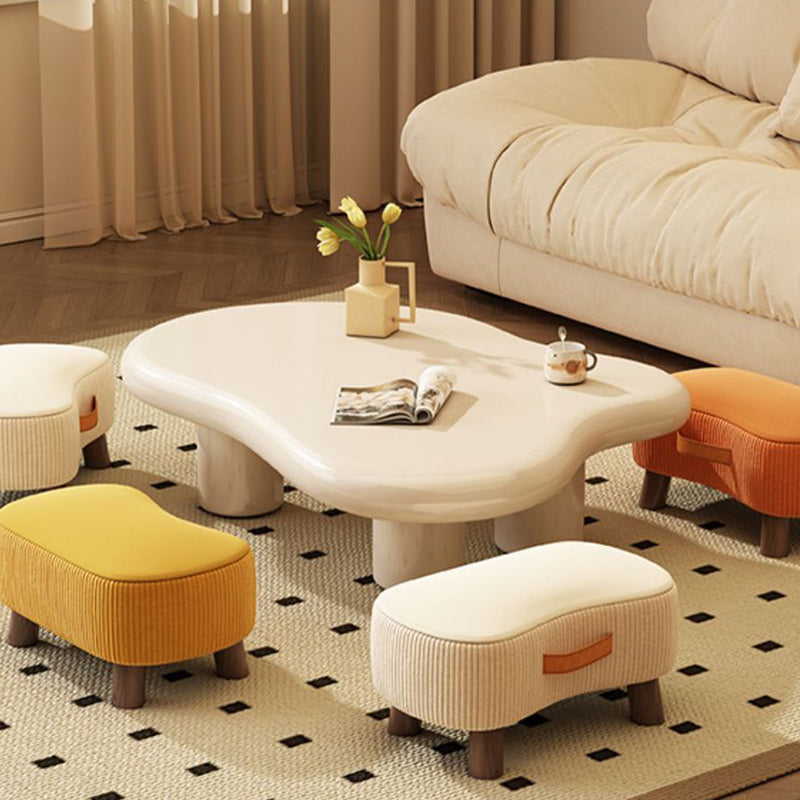 Modern Simplicity Portable Curved Rectangular Technology Cloth Wood Legs Footstool For Entryway