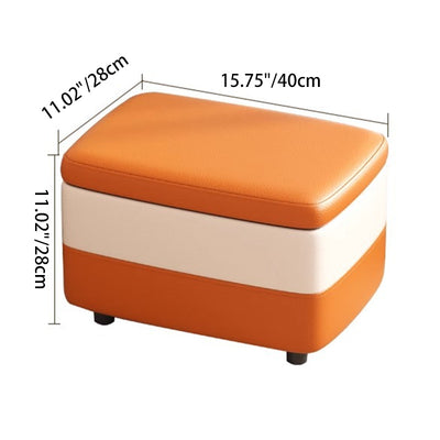 Modern Minimalist Rectangular PU Leather Wood Footstool 1-Storage For Entryway