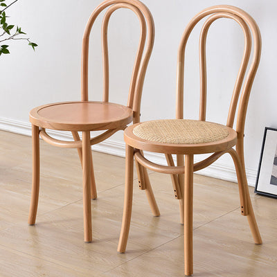 Zeitgemäßer Retro Geflochtener Rattan Gebogener Lamellenrücken Esszimmerstuhl Für Esszimmer 