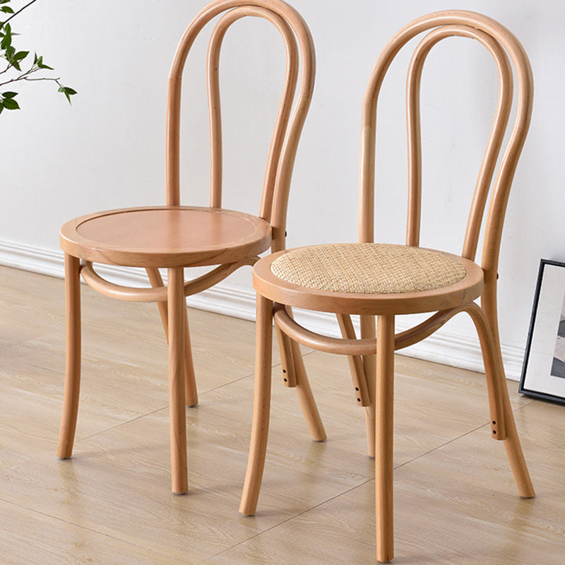 Zeitgemäßer Retro Geflochtener Rattan Gebogener Lamellenrücken Esszimmerstuhl Für Esszimmer 