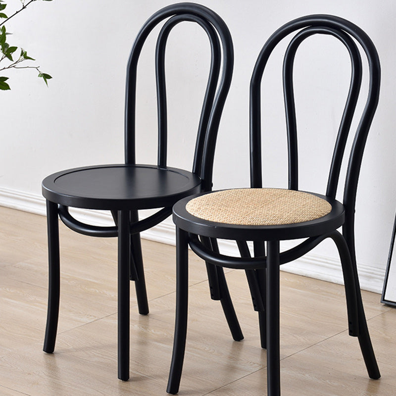 Zeitgemäßer Retro Geflochtener Rattan Gebogener Lamellenrücken Esszimmerstuhl Für Esszimmer 