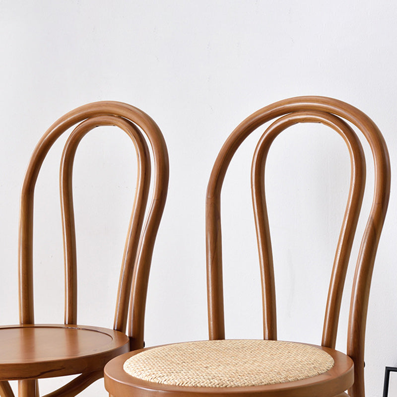 Zeitgemäßer Retro Geflochtener Rattan Gebogener Lamellenrücken Esszimmerstuhl Für Esszimmer 