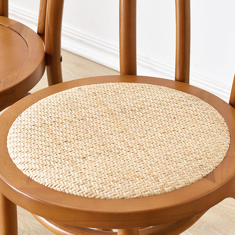 Zeitgemäßer Retro Geflochtener Rattan Gebogener Lamellenrücken Esszimmerstuhl Für Esszimmer 