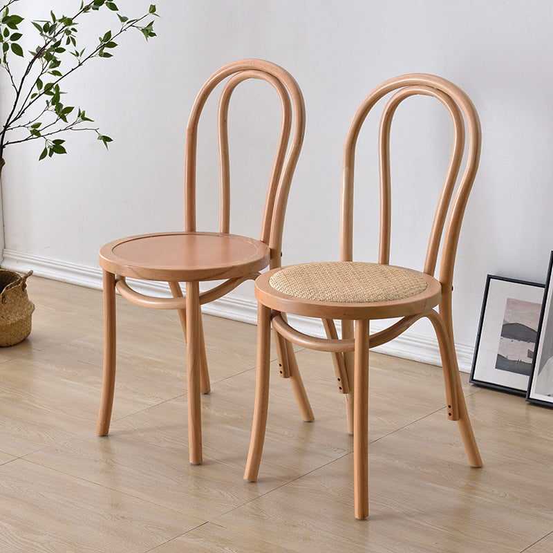 Zeitgemäßer Retro Geflochtener Rattan Gebogener Lamellenrücken Esszimmerstuhl Für Esszimmer 