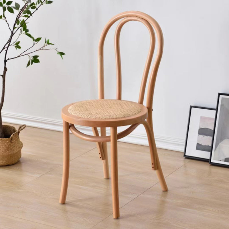 Zeitgemäßer Retro Geflochtener Rattan Gebogener Lamellenrücken Esszimmerstuhl Für Esszimmer 