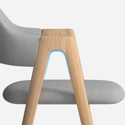 Silla de comedor contemporánea nórdica cuadrada tapizada con estructura de hierro y lino, respaldo curvado y reposabrazos para comedor 