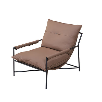 Moderno Lujo Acero al Carbono Silicona Cuero Rectangular Silla Acolchada con Respaldo y Reposabrazos para Sala de Estar 