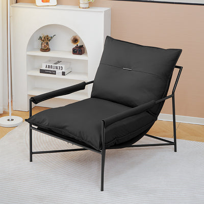 Moderno Lujo Acero al Carbono Silicona Cuero Rectangular Silla Acolchada con Respaldo y Reposabrazos para Sala de Estar 