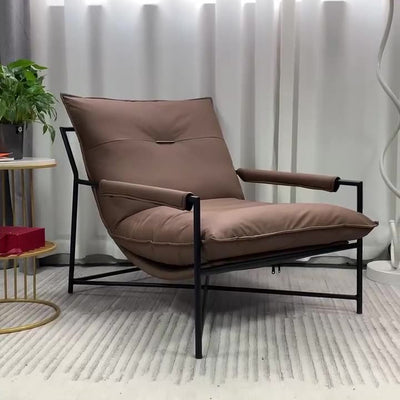 Moderno Lujo Acero al Carbono Silicona Cuero Rectangular Silla Acolchada con Respaldo y Reposabrazos para Sala de Estar 