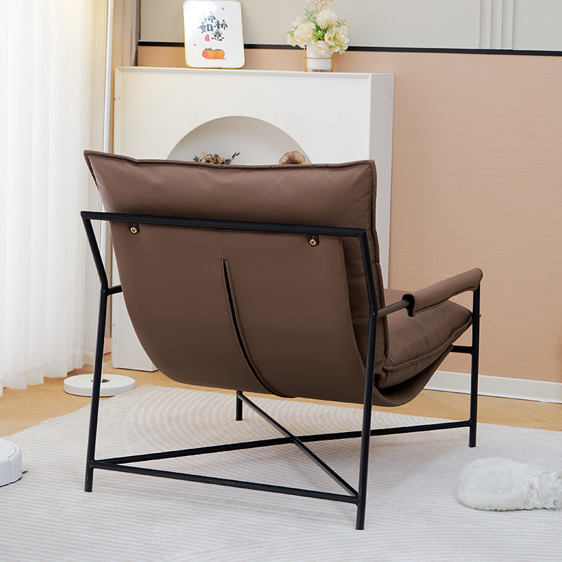 Moderno Lujo Acero al Carbono Silicona Cuero Rectangular Silla Acolchada con Respaldo y Reposabrazos para Sala de Estar 
