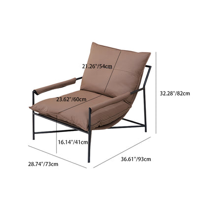 Moderno Lujo Acero al Carbono Silicona Cuero Rectangular Silla Acolchada con Respaldo y Reposabrazos para Sala de Estar 