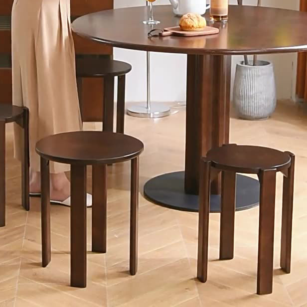 Taburete Bajo Apilable Cuadrado de Madera Maciza Tradicional China Sin Respaldo Para Sala de Estar 