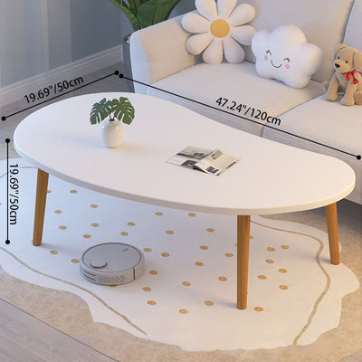 Mesa de café de madera maciza de forma de nube de mango minimalista moderna de 4 patas para sala de estar 