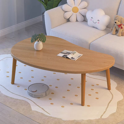 Mesa de café de madera maciza de forma de nube de mango minimalista moderna de 4 patas para sala de estar 