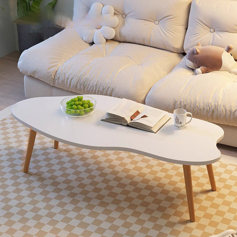 Mesa de café de madera maciza de forma de nube de mango minimalista moderna de 4 patas para sala de estar 