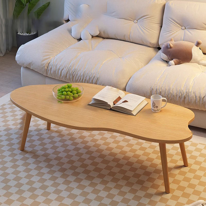 Mesa de café de madera maciza de forma de nube de mango minimalista moderna de 4 patas para sala de estar 