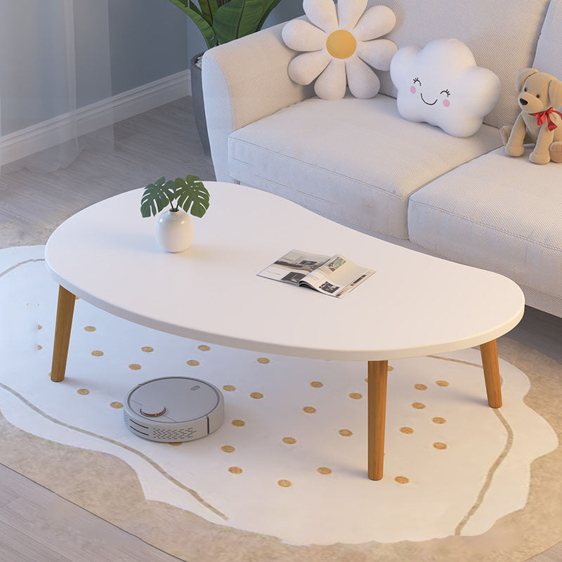 Mesa de café de madera maciza de forma de nube de mango minimalista moderna de 4 patas para sala de estar 