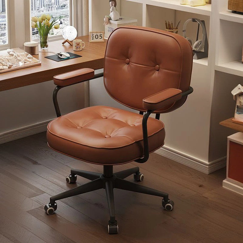 Moderner minimalistischer Schreibtischstuhl aus Nappaleder und Nylon mit rechteckiger Rückenlehne und Armlehne für das Home Office 