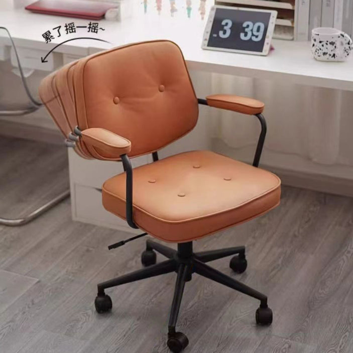 Moderner minimalistischer Schreibtischstuhl aus Nappaleder und Nylon mit rechteckiger Rückenlehne und Armlehne für das Home Office 