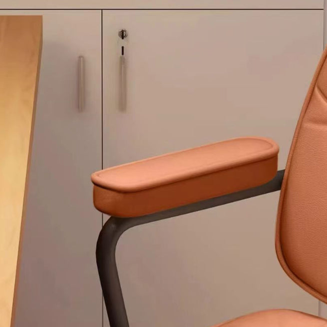 Moderner minimalistischer Schreibtischstuhl aus Nappaleder und Nylon mit rechteckiger Rückenlehne und Armlehne für das Home Office 