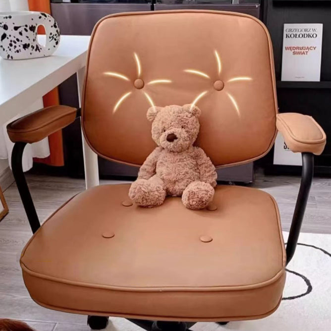 Moderner minimalistischer Schreibtischstuhl aus Nappaleder und Nylon mit rechteckiger Rückenlehne und Armlehne für das Home Office 