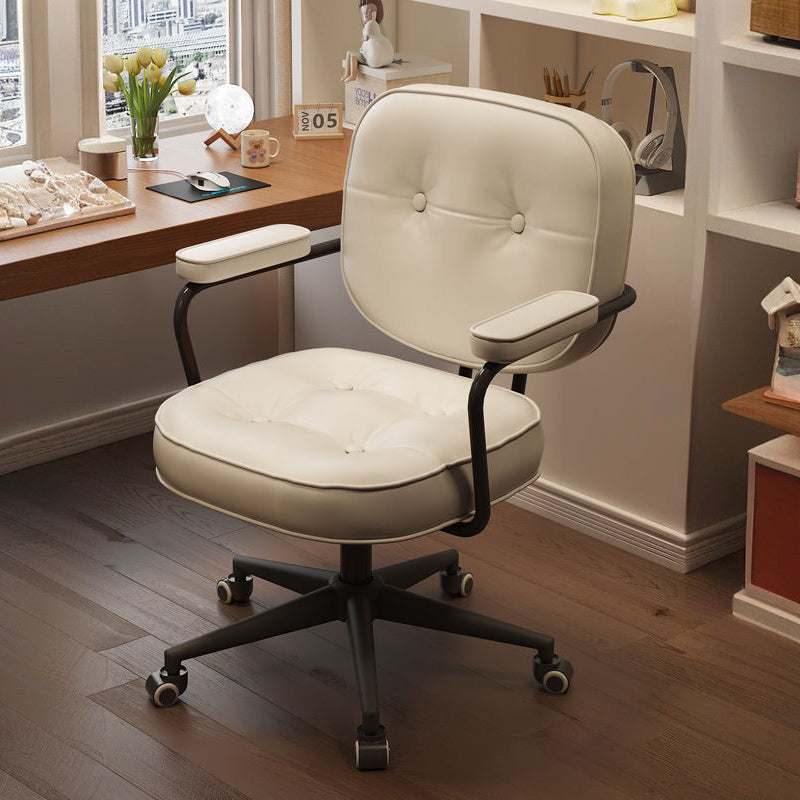 Moderner minimalistischer Schreibtischstuhl aus Nappaleder und Nylon mit rechteckiger Rückenlehne und Armlehne für das Home Office 
