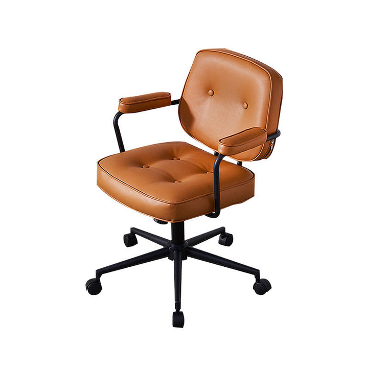 Moderner minimalistischer Schreibtischstuhl aus Nappaleder und Nylon mit rechteckiger Rückenlehne und Armlehne für das Home Office 