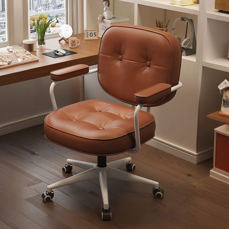 Moderner minimalistischer Schreibtischstuhl aus Nappaleder und Nylon mit rechteckiger Rückenlehne und Armlehne für das Home Office 