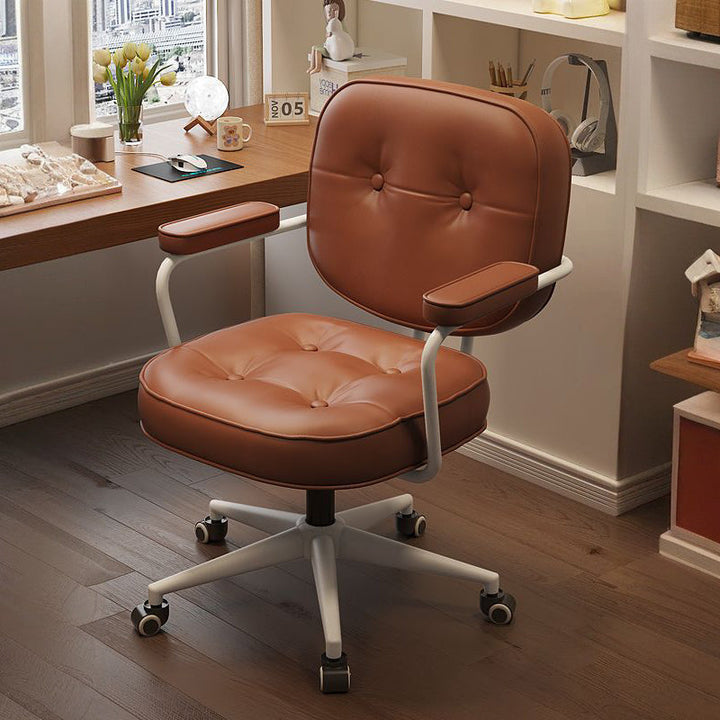 Moderner minimalistischer Schreibtischstuhl aus Nappaleder und Nylon mit rechteckiger Rückenlehne und Armlehne für das Home Office 