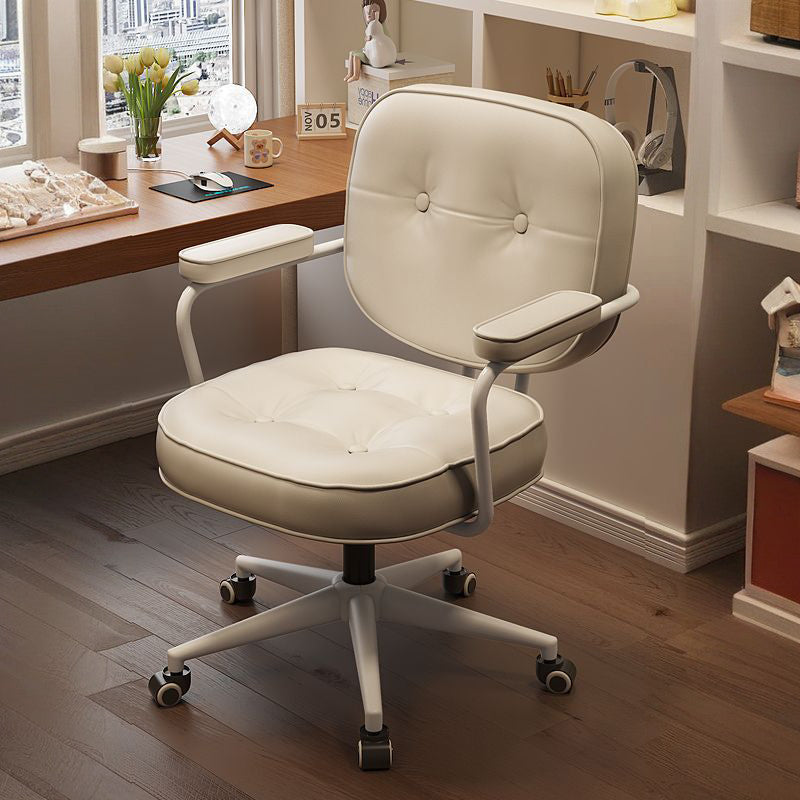 Moderner minimalistischer Schreibtischstuhl aus Nappaleder und Nylon mit rechteckiger Rückenlehne und Armlehne für das Home Office 