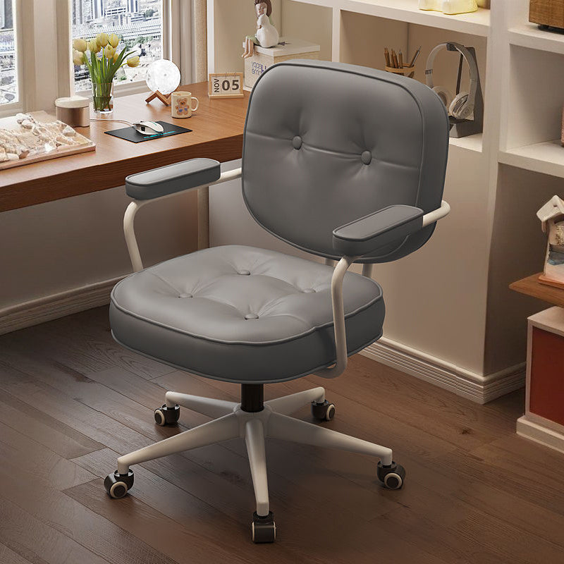 Moderner minimalistischer Schreibtischstuhl aus Nappaleder und Nylon mit rechteckiger Rückenlehne und Armlehne für das Home Office 