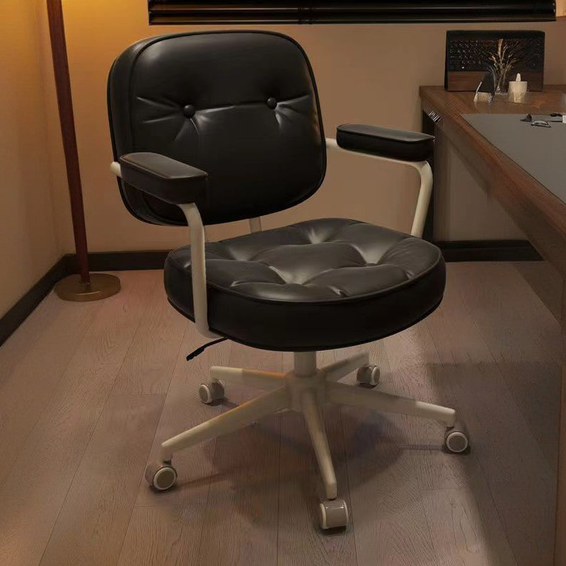 Moderner minimalistischer Schreibtischstuhl aus Nappaleder und Nylon mit rechteckiger Rückenlehne und Armlehne für das Home Office 