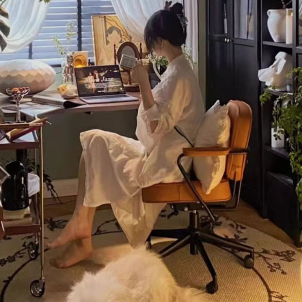 Moderner minimalistischer Schreibtischstuhl aus Nappaleder und Nylon mit rechteckiger Rückenlehne und Armlehne für das Home Office 