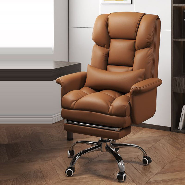 Modern Minimalist PU Leather Iron Rectangular Square Desk Chair Backrest Armrest Footrest For Home Office