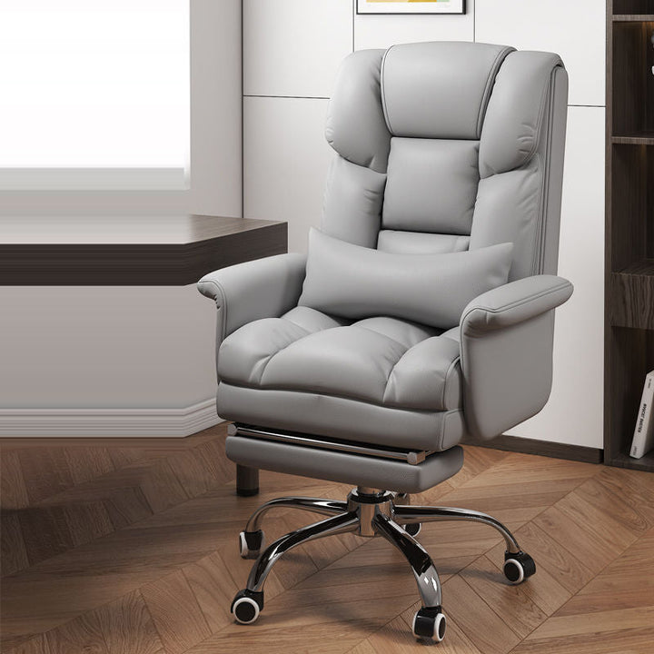 Modern Minimalist PU Leather Iron Rectangular Square Desk Chair Backrest Armrest Footrest For Home Office